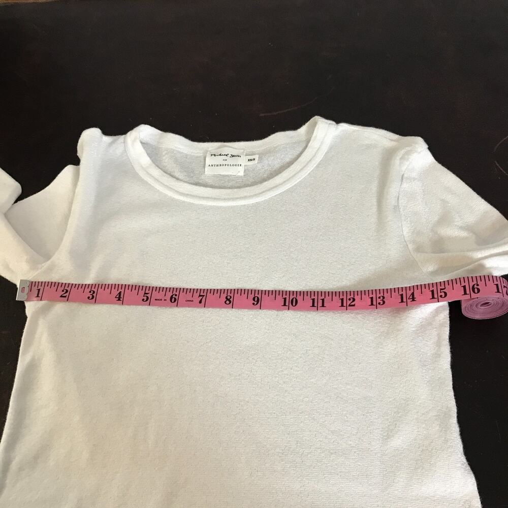 Michael Stars x Anthropologie Shine Tee XS/S White Scoop Neck 3/4 Sleeve USA - Picture 5 of 8